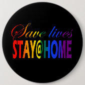 Stay at home LGBT Rainbow Flag Button (Vorderseite)