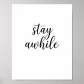 Stay Awhile Minimal Script Wall Art Poster (Vorne)