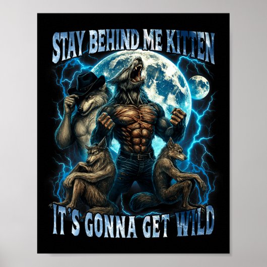 Stay Behind Me Kitten It's Gonna Get Wild Funny Al Poster (Vorne)