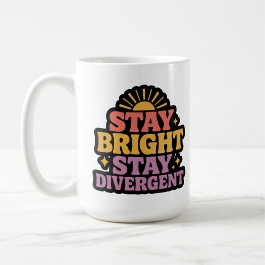 Stay Bright, Stay Divergent Kaffeetasse (Links)