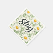 Stay Calligraphy Text On Daisy Abstract Serviette (Ecke)