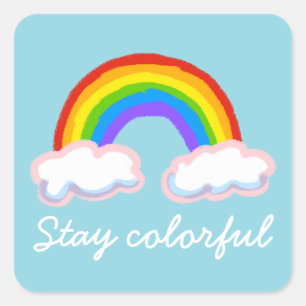 Stay colorful quadratischer aufkleber