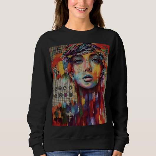 Stay Cool Abstract Portrait Sweatshirt (Vorderseite)