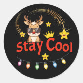 Stay Cool Christmas Reindeer Sticker (Vorderseite)