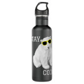 Stay Cool Cute Baby Polar Bear Cub With Sunglasses Edelstahlflasche (Vorderseite)