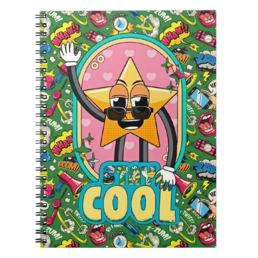 Stay Cool Retro Star Notebook Notizblock (Vorderseite)