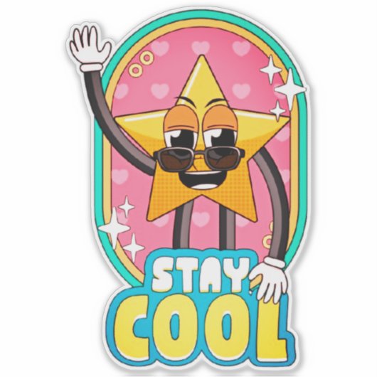 Stay Cool Retro Star Pop Sticker (Vorderseite)