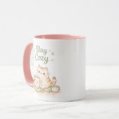 Stay Cozy Kawaii Cute Kitty Cat Coffee Sweet Pink  Tasse (Vorderseite Links)