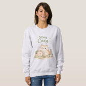 Stay Cozy Kawaii Cute Kitty Cat Coffee Sweet  Sweatshirt (Vorne ganz)