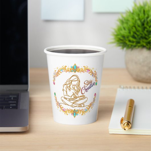 Stay Creative Gold Line Art 8oz Papiertasse | Küns Pappbecher (InSitu)