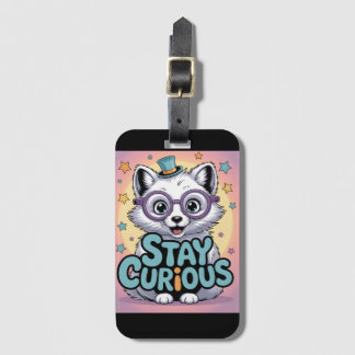 Stay Curious – Cute Cartoon Fox with Glasses  Gepäckanhänger