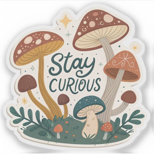 Stay Curious | Whimsical Adventure-Inspired Sticke Aufkleber (Vorderseite)