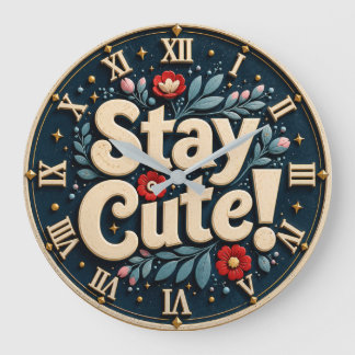 Stay Cute Cottagecore Botanical Home Decor Große Wanduhr