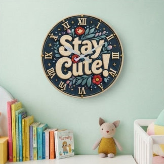 Stay Cute Cottagecore Botanical Home Decor Große Wanduhr