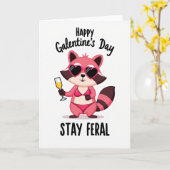 Stay Feral Galentines Raccoon Card Karte (Gelbe Blume)