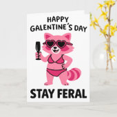 Stay Feral Galentines Raccoon Card Karte (Gelbe Blume)