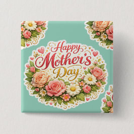 Stay floral wreath button