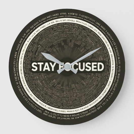 Stay Focused Motivational Wall Clock – Inspiration Große Wanduhr (Vorderseite)