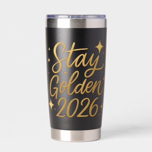 Stay Golden 2026 – Insulated Travel Mug Thermobecher (Rückseite)