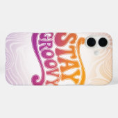 Stay Groovy Pink Purple Retro Phone Case (Rückseite (Horizontal))