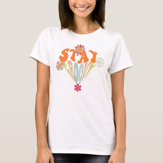 Stay Groovy Retro Hippie T-Shirt (Vorderseite)
