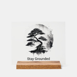 Stay Grounded Estilo Minimalista en Tinta Negra Acrylschild