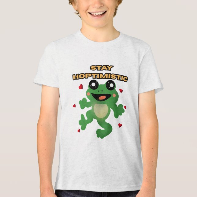 Stay Hoptimistic Cute Frog Pun Funny Frog Lover Gi Tri-Blend Shirt (Vorderseite)