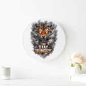 Stay Hungry Tiger Motivation Design Große Wanduhr (Zuhause)