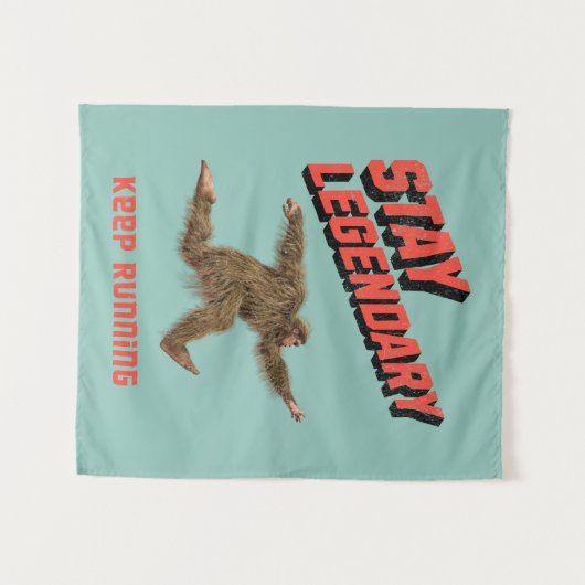 Stay Legendary, Keep Running Funny Bigfoot Wandteppich (Vorderseite (Horizontal))