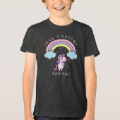 Stay Magical – Cute Unicorn & Rainbow Design Tri-Blend Shirt (Vorderseite)
