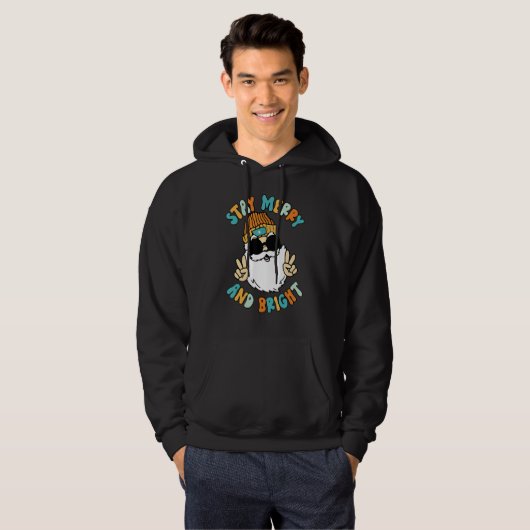 Stay Merry and Bright Christmas Retro Groovy Cool  Hoodie (Vorne ganz)