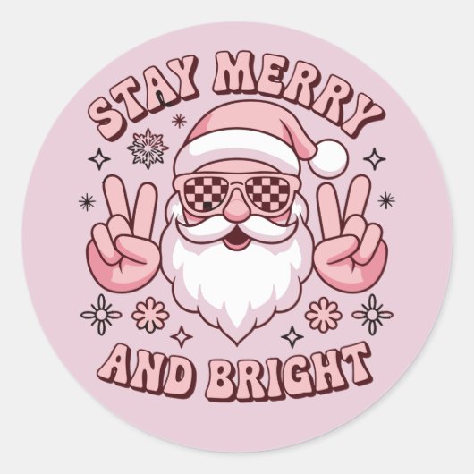 Stay Merry And Bright Christmas Ugly Xmas Runder Aufkleber (Vorderseite)