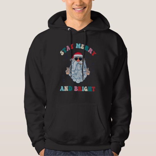Stay Merry & Bright Groovy Christmas Retro Holiday Hoodie (Vorderseite)