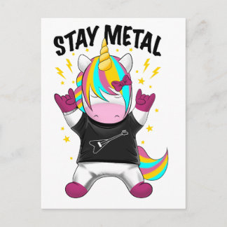 Stay metal unicorn postkarte