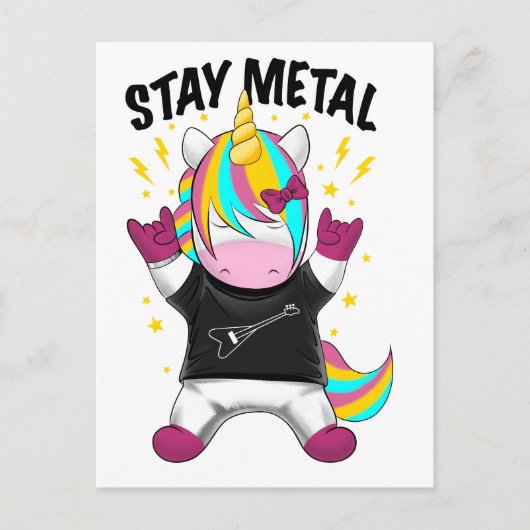 Stay metal unicorn postkarte (Vorderseite)