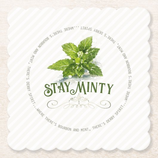 Stay Minty Derby Party Cute Saying Watercolor Untersetzer (Vorderseite)