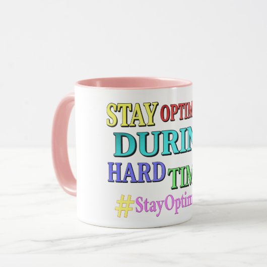 "STAY OPTIMISTIC" Cute Design. Buy Now Tasse (Vorderseite Links)