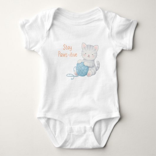 Stay Paws-itive Baby Bodysuit – Cute Kitten Nurser Baby Strampler (Vorderseite)