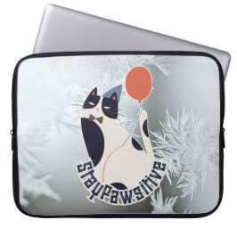 Stay Pawsitive Cat Illustration Modern 15 Inch Lap Laptopschutzhülle