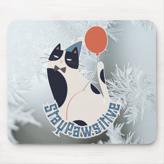 Stay Pawsitive Cat Illustration Modern Artistic Of Mousepad (Vorne)