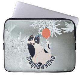 Stay Pawsitive Cat Illustration Modern Neoprene La Laptopschutzhülle