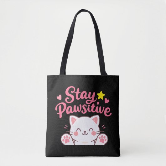 Stay Pawsitive – Cute Cat Motivational Quote Desig Tasche (Vorderseite)