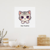 Stay Pawsitive | Cute Kawaii Cat Nursery Poster (Küche)