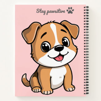 Stay Pawsitive Cute Puppy Notebook – Pastel Pink  Notizblock