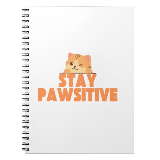 Stay Pawsitive Cute Winking Cat Pun Design Notizblock (Vorderseite)