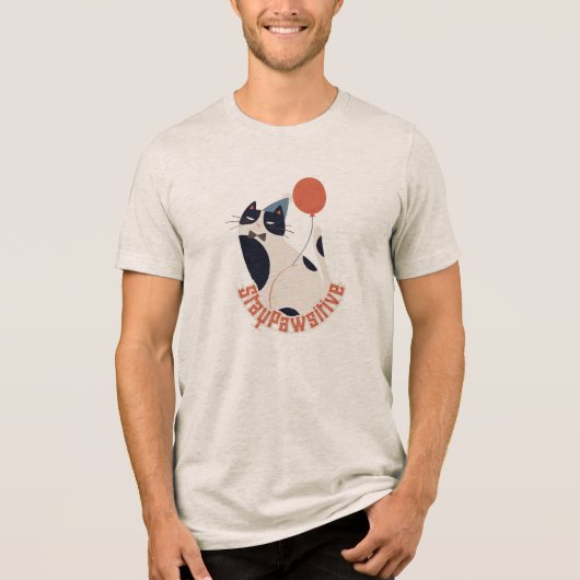 Stay Pawsitive Dapper Tuxedo Cat Birthday Party Tri-Blend Shirt (Vorderseite)