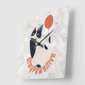 Stay Pawsitive | Dapper Tuxedo Cat Whimsical Acryl Quadratische Wanduhr (Winkel)