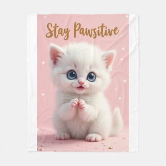 Stay Pawsitive – Diseño adorable de gatito motivad Fleecedecke