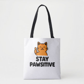 stay pawsitive Ginger cat Tote bag Tasche