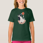Stay Pawsitive Kids Deep Forest Green Tuxedo Cat B T-Shirt (Vorderseite)